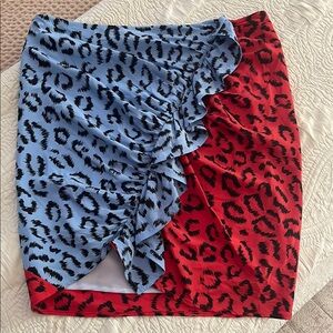 ALC Leopard Print Skirt - Blue and Red
